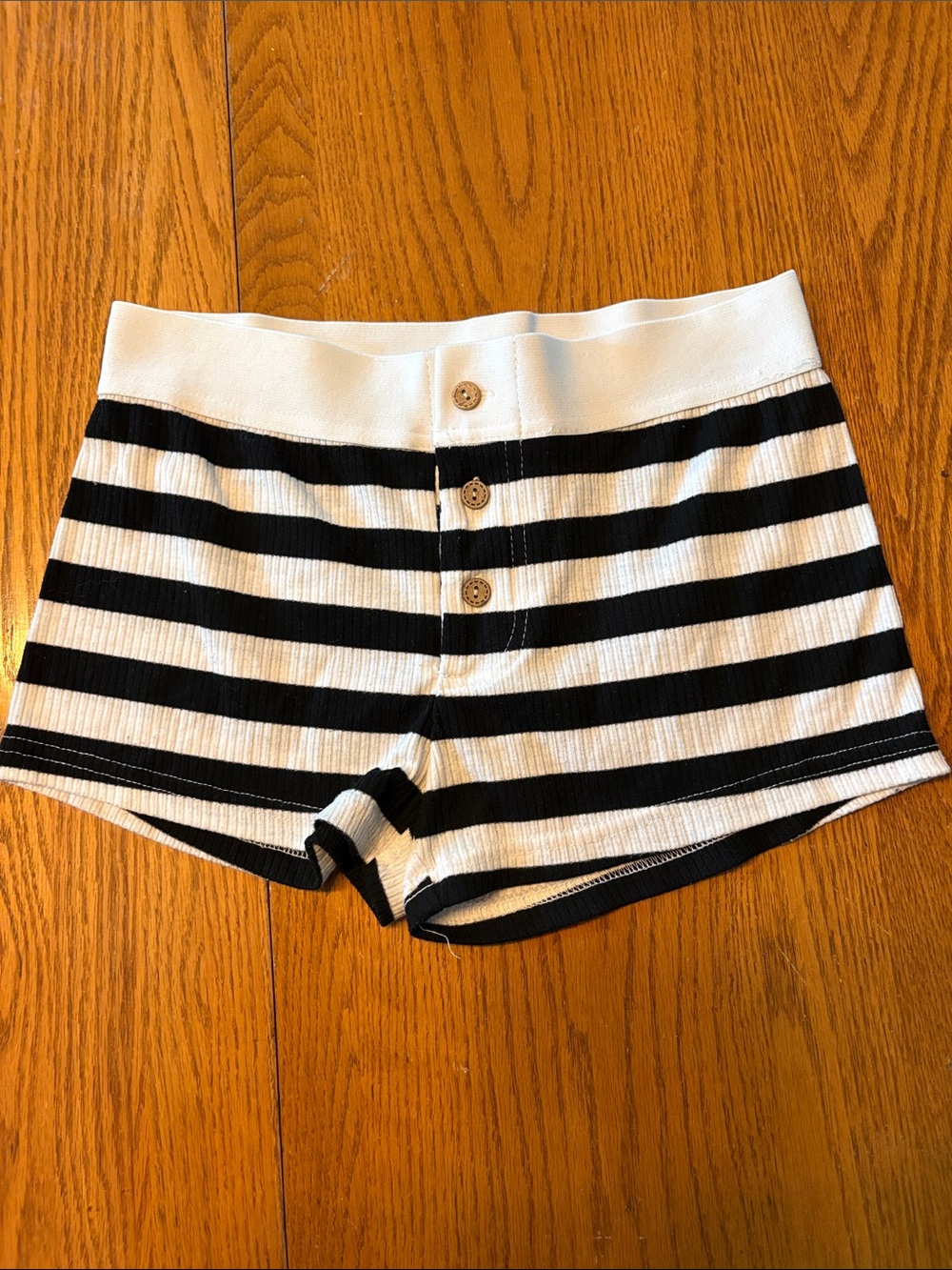 (5/$20) SHEIN Black & White Striped Ribbed Shorts